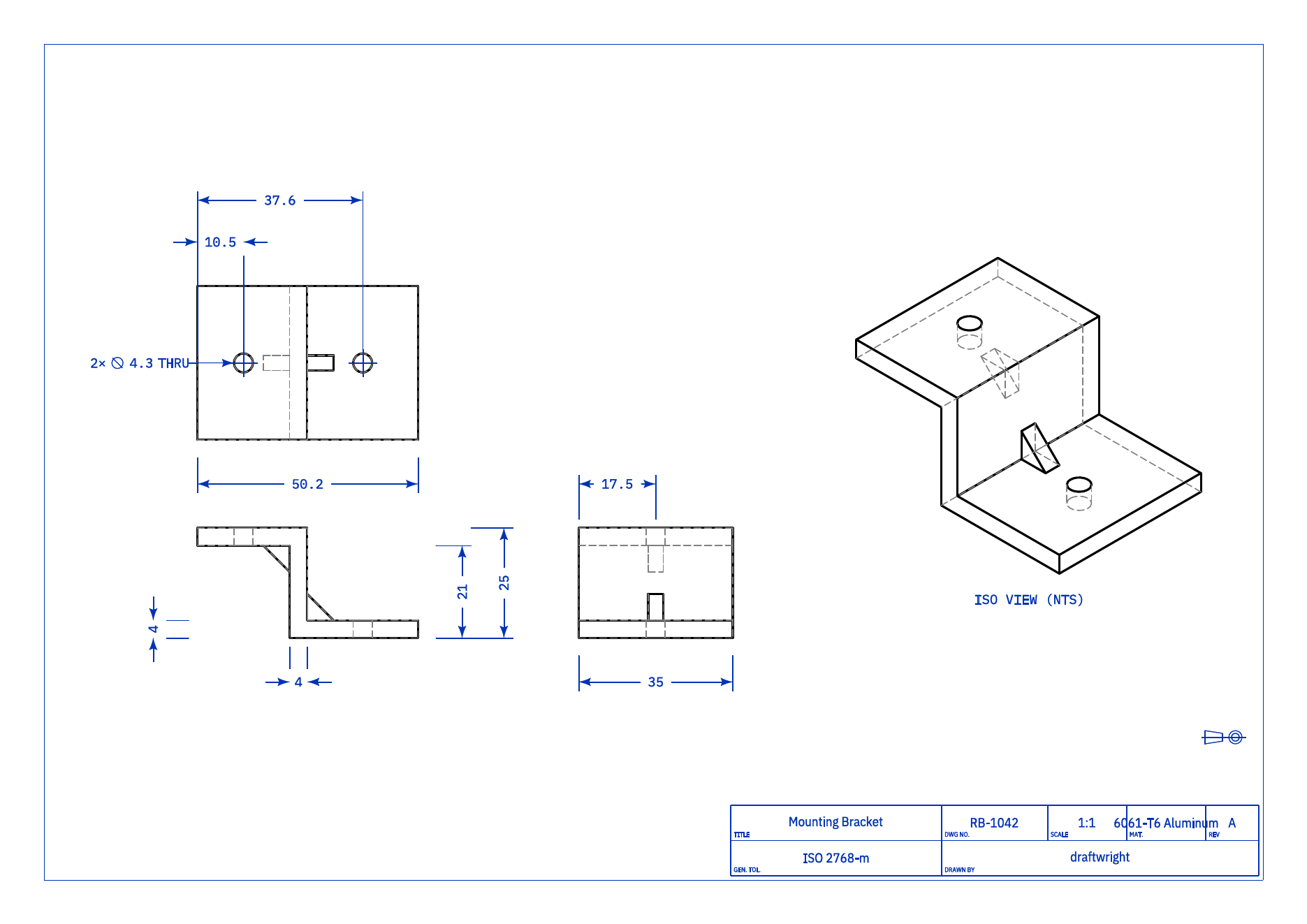 Original mounting bracket engineering drawing