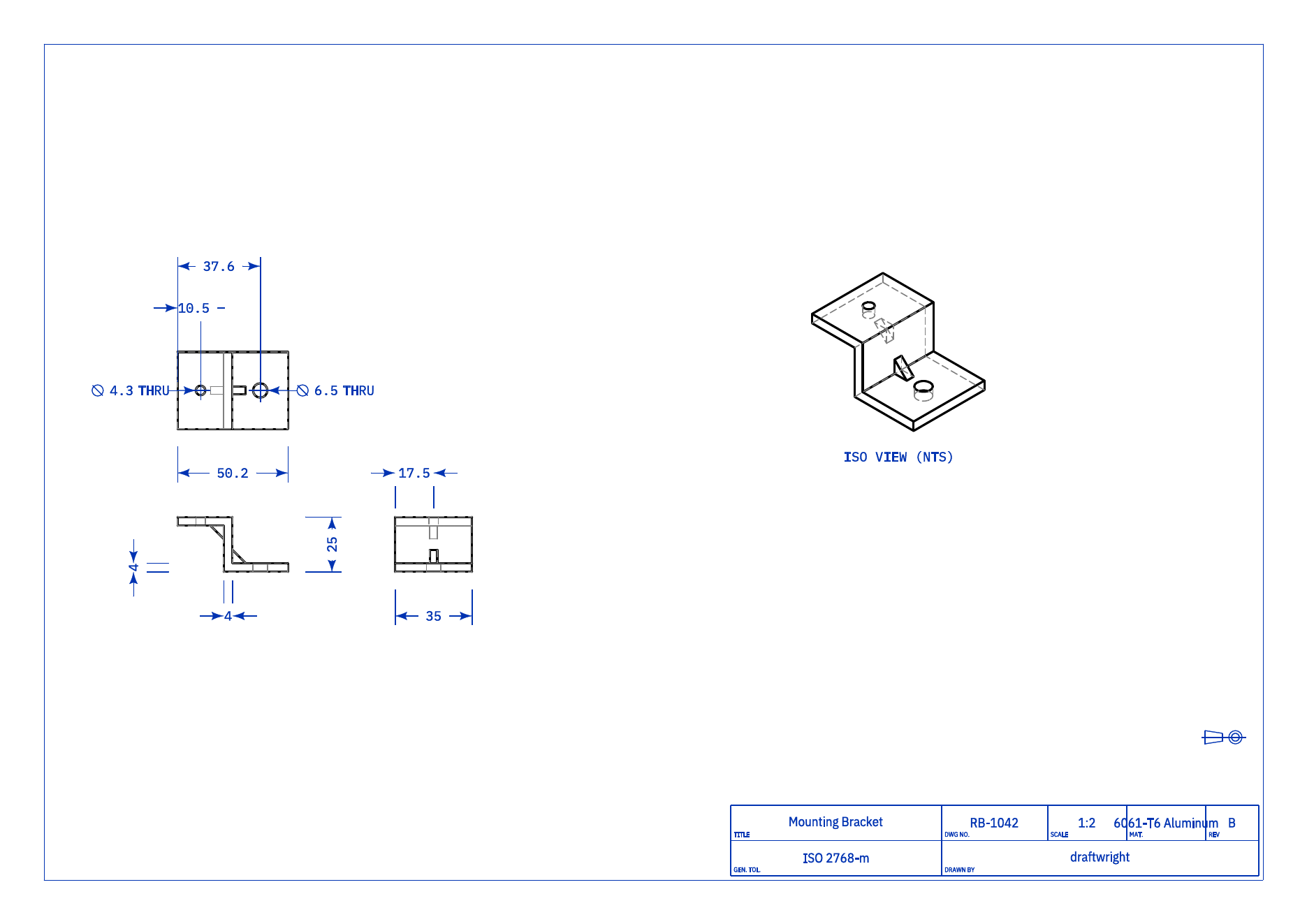 Revised mounting bracket engineering drawing